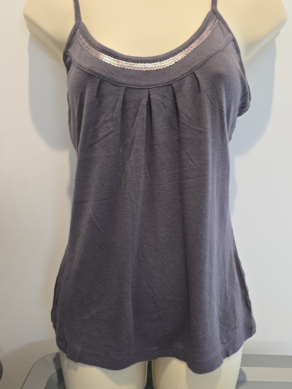 Old Navy Charcoal Grey Sequin Trim Spaghetti Strap Camisole